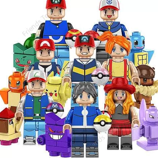 Pokemon Spielzeug-Pkm.store 8Er Set Pokemon Go Trainer & Pokemon Baustein Figuren