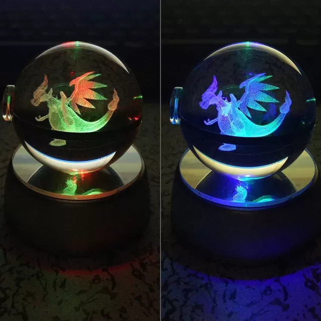 Sonstiges Merchandise-Pkm.store Charizard Glurak Crystal Pokemon Go Ball Mit 3D Effekt