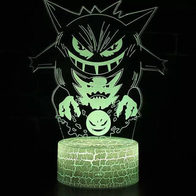 Sonstiges Merchandise-Pkm.store Gengar Nachttischlampe Mit Magischen Farbwechsel Und 3D Pokemon Lampe