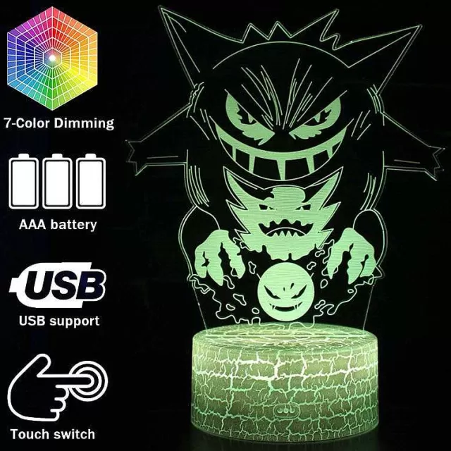 Pokemon Lampen & Nachtlichter-Pkm.store Gengar Nachttischlampe Mit Magischen Farbwechsel Und 3D Pokemon Lampe