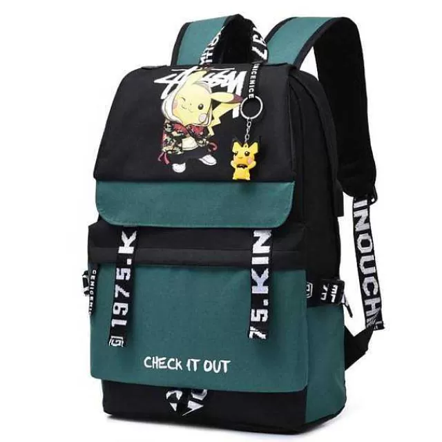 Rucksäcke & Taschen-Pkm.store Groser Pokemon Schulrucksack Mit Usb Ladebuchse Im Pikachu Look Weis 3 | Gelb 1 | Grun 2