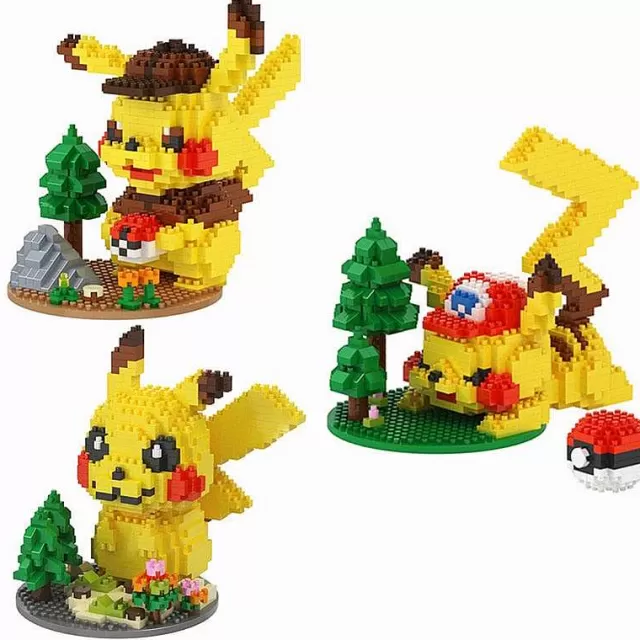 Pokemon Bausteine-Pkm.store Pikachu Baustein Figuren (3 Motive Zur Auswahl)