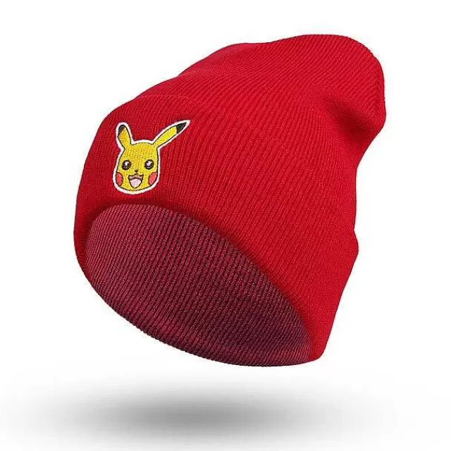 Pokemon Mützen & Caps-Pkm.store Pikachu Beanie Mutze - Verschiedene Farben - Unisex Grau | Schwarz | Rot | Navy Blau