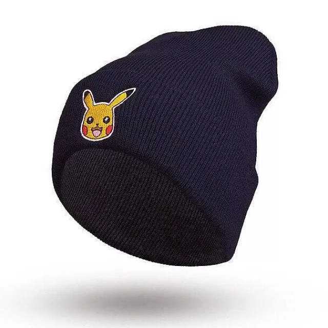 Herbst & Winter-Pkm.store Pikachu Beanie Mutze - Verschiedene Farben - Unisex Grau | Schwarz | Rot | Navy Blau