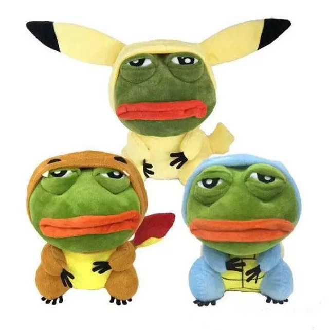 Pokemon Kuscheltiere-Pkm.store Pikachu, Glumanda, Bisasam U. A. Als Sad Frog Meme Cosplay Plusch Pokemon (Ca. 25Cm)