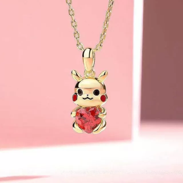 Pokemon Schmuck-Pkm.store Pikachu Mit Herz Goldkette Oder Ohrringe