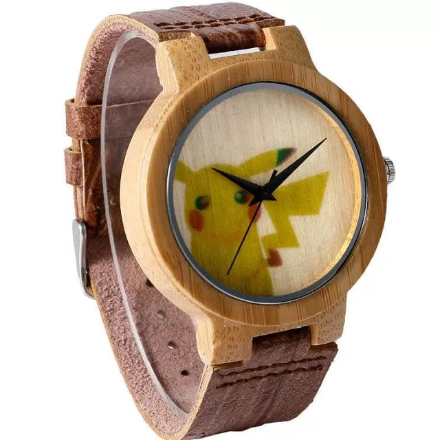 Sonstiges Merchandise-Pkm.store Pikachu Pokemon Bambus Holz Armbanduhr