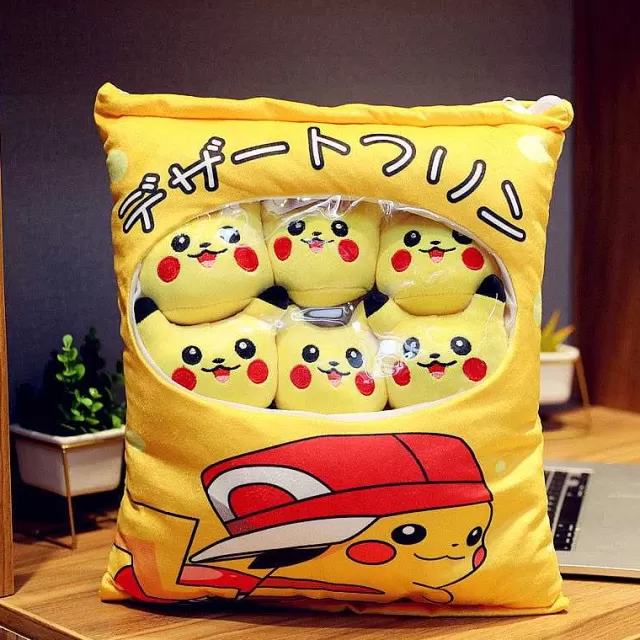 Pokemon Kuscheltiere-Pkm.store Pikachu Tasche / Kissen Mit 8X Plusch Pikachu