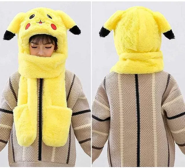 Herbst & Winter-Pkm.store Pikachu Winter Schal Mit Handschuhfach Extra Warm