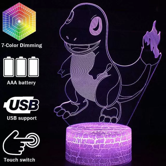 Pokemon Lampen & Nachtlichter-Pkm.store Pocket Monster Charmander Glumanda 3D Nachtlicht