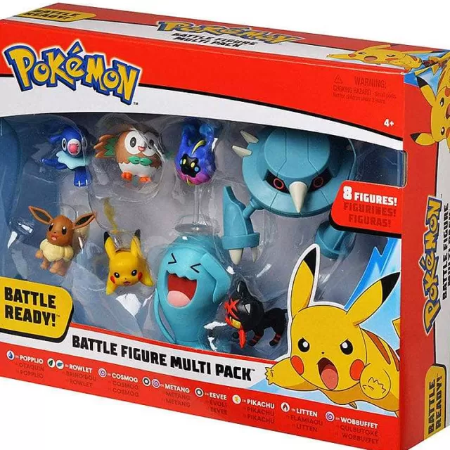 Pokemon Spielzeug-Pkm.store Pokemon Battle Set Mit Pikachu, Robball, Bauz, Cosmog, Metang, Evoli, Flamiau Und Woingenau Figuren