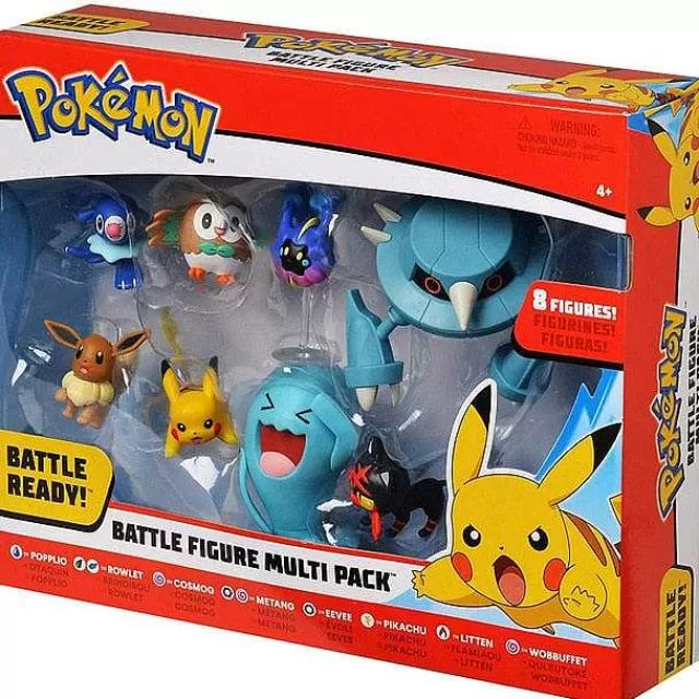Pokemon Spielzeug-Pkm.store Pokemon Battle Set Mit Pikachu, Robball, Bauz, Cosmog, Metang, Evoli, Flamiau Und Woingenau Figuren