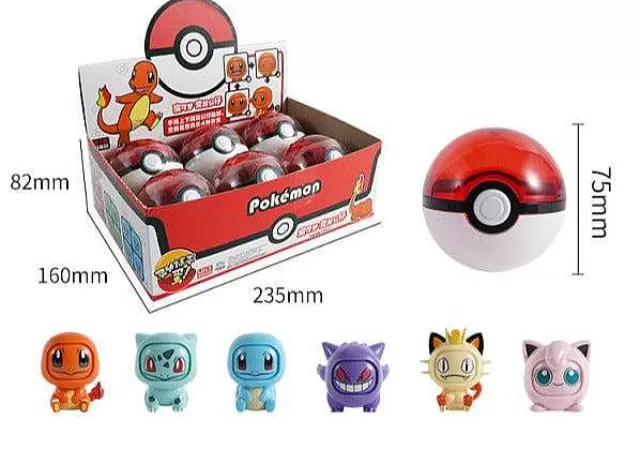 Pokemon Figuren-Pkm.store Pokemon Spielbox Mit Pokeball Und Gesichter-Wechselnden Pokemons