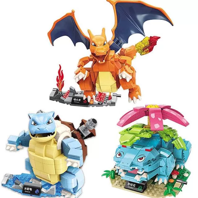 Pokemon Spielzeug-Pkm.store Pokemon Turtok, Bisaflor, Glurak Action Baustein Figuren